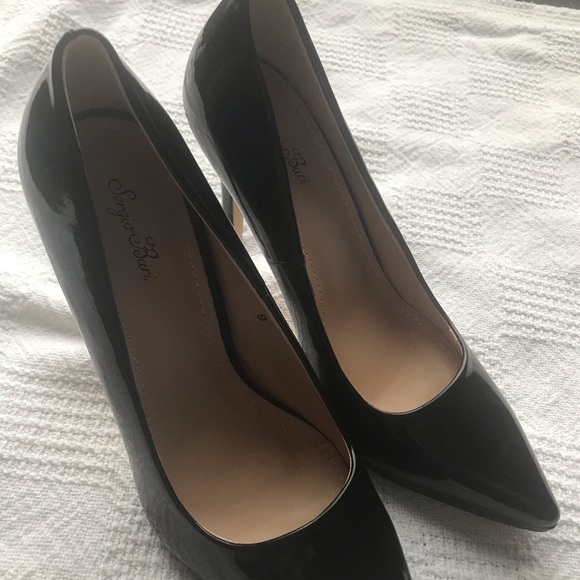 Sergio Bari black leather paten 5” heels, size 9 - Picture 2 of 3